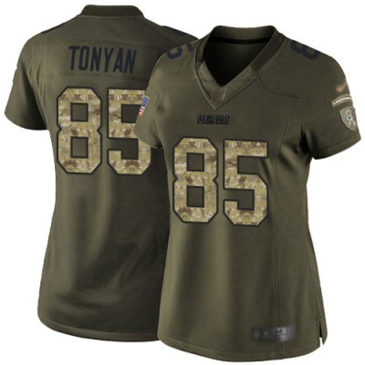 Nike Green Bay Packers #85 Robert Tonyan Green Women's Stitched NFL Limited 2015 Salute to Service Jersey